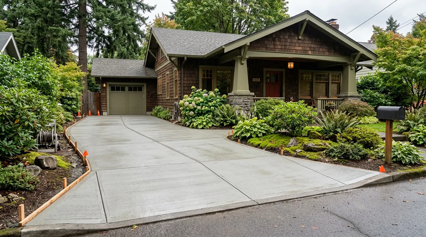 New concrete driveway installation in Portland Oregon